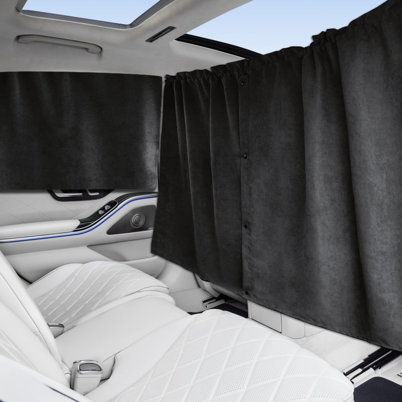 Set of 4 Car Privacy Curtains, Suede 99% Opaque Upgrade Version,2 Rear Divider Curtain & 2 Side Car Windows Covers 31"W x 54"L