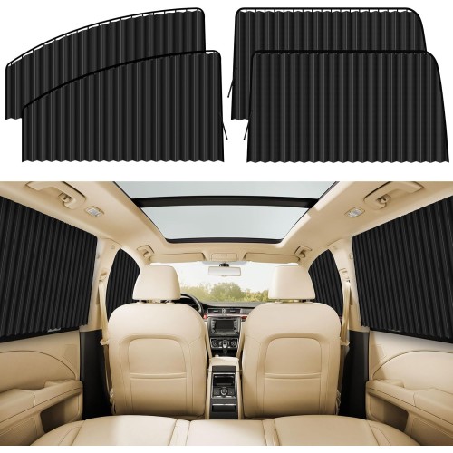 4 PCS Side Window Sun Shade Black Privacy Sunshade - Magnetic Curtain Blinds Covers - Keeps Cooler Screen
