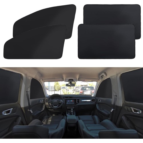 Car Window Shades, 4 Pcs Car Privacy Curtains, 100% Block Light Car Window Covers Magnetic Side Window Sun Shade Keeps Cooler