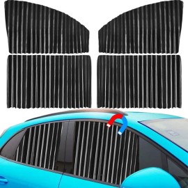 Car Window Shades 4pcs-Car Side Window Sun Shade Car Curtain Pleated Silky UV Protection Privacy Baby Suction Magnetic 4pcs