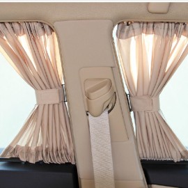Car Side Window Curtain, 2Pcs Removable Slidable Car Curtains Foldable Sunshade, Car Shades Car Curtains (Beige)
