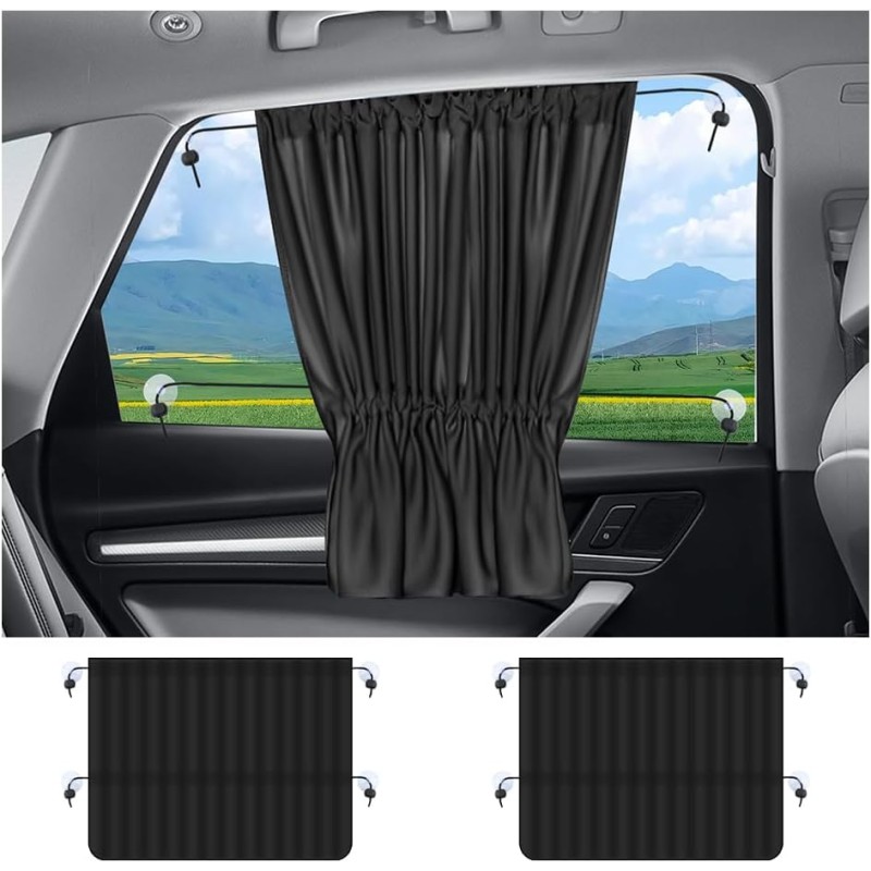 2PCS Car Window Shades,Stretchable Car Curtains for Sunburn Protection & Car Interior Cooling
