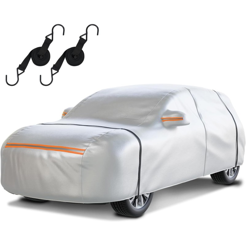 Waterproof SUV Car Cover: 6-Layer Protection,Universal Fit up to 177 inches with Zipper Door & Windproof Straps