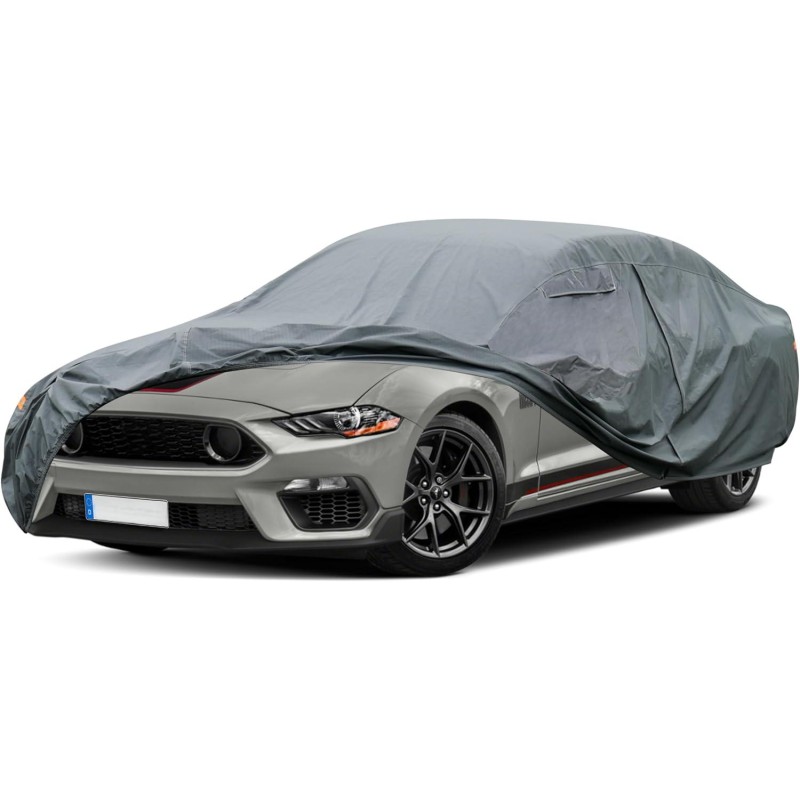16 Layers Car Cover Waterproof All Weather, Heavy Duty Full Exterior Cover Universal Fit Coupe Ford Mustang etc.