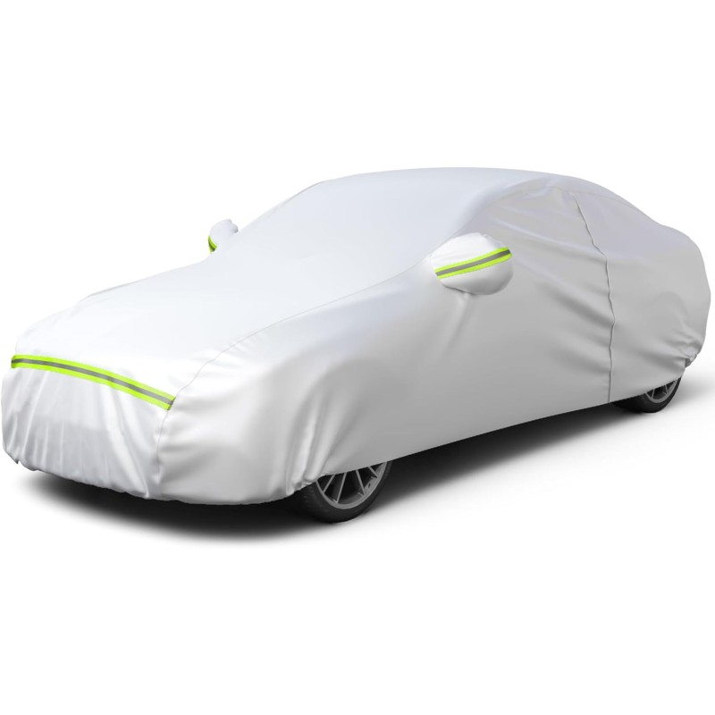 Car Cover Waterproof Automobiles 6 Layers Outdoor Rain Sun Snow Protection with Zipper Inner Cotton Universal Fit(177-194 inch)